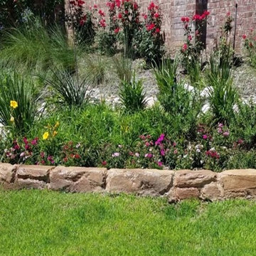 Flower Mound HOA Front Entrance Concrete Edging and Landscape