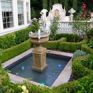 Formal rose garden fountain.