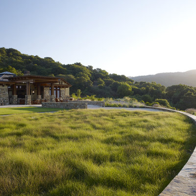 This is an example of a huge contemporary backyard landscaping in San Francisco.