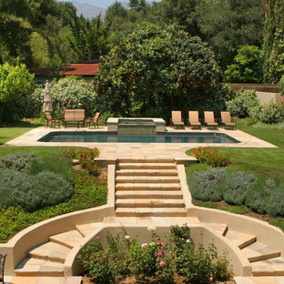 This is an example of a french country landscaping in Los Angeles.