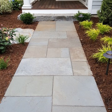 Front Entrance Natural Stone Walkway, Steps and Planting in Westbrook CT