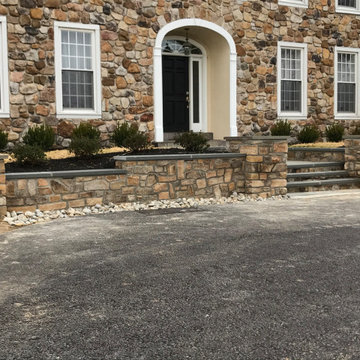 Front entrance retaining wall and steps