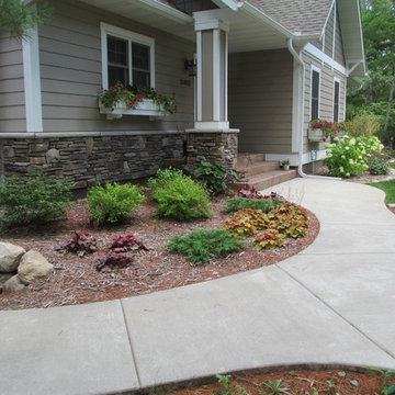 Front entries, sidewalks, paths and steps