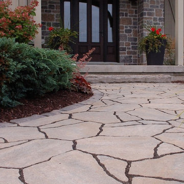 Front entry natural stone walkway