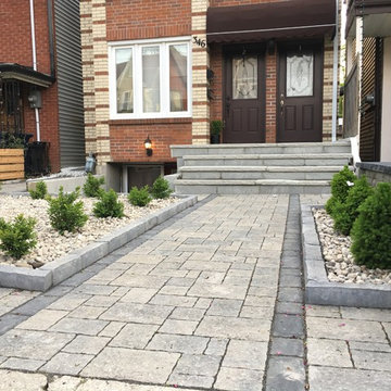 Front Landscaping with Interlocking Walkway and Flagstone Porch