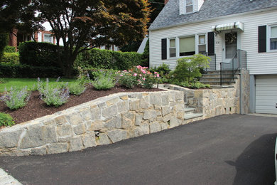 Front Lawn, retaining wall, steps and driveway
