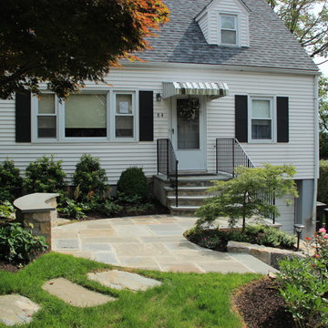 Front Lawn, retaining wall, steps and driveway