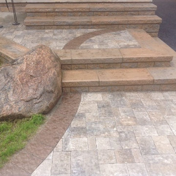 Front porch stone steps & landing, rock detail