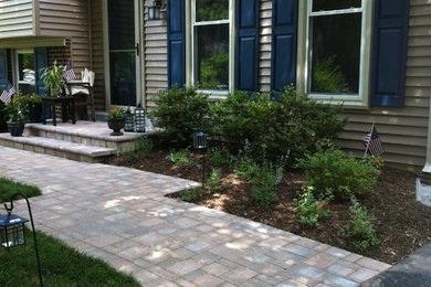 Design ideas for a front yard brick landscaping in DC Metro.