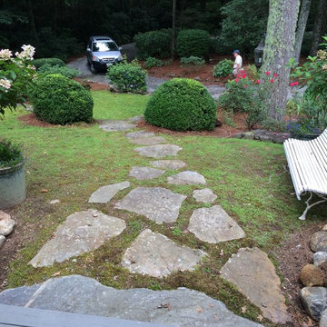 Front yard landscaping -- including pavers -- for a historical mansion in Wester