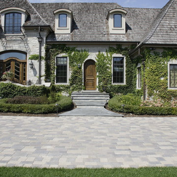 Full Landscape with Patio, Outdoor Kitchen, Stone Driveway and Planting