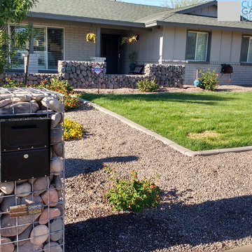 Gabion wall and mailbox