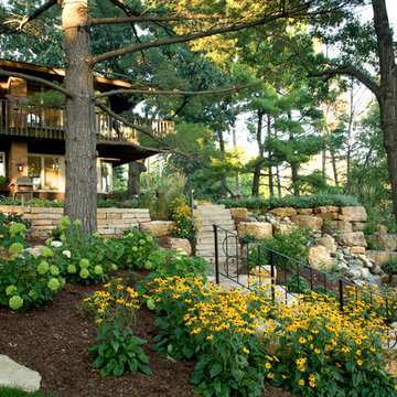 Garden Beds Soften the Boulders and Stone