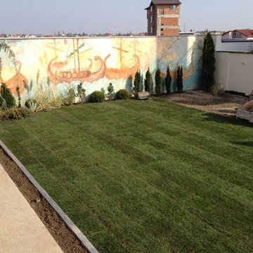 garden design with wall painting