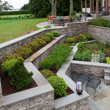 Geometric Stone Wall Landscaping For Interesting Gardenscape