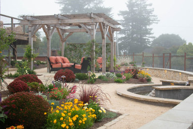 Inspiration for a large traditional full sun backyard stone water fountain landscape in San Francisco.