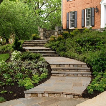 Grand Stone Steps and Entryway with Posts