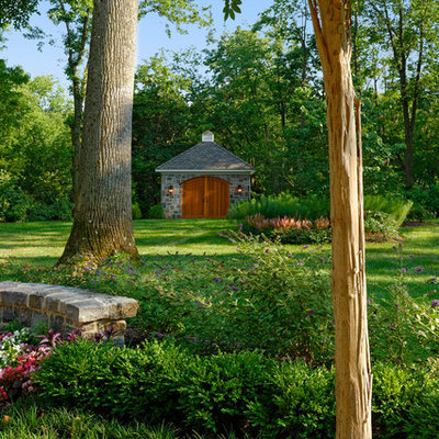 Design ideas for a large traditional backyard landscaping in DC Metro.