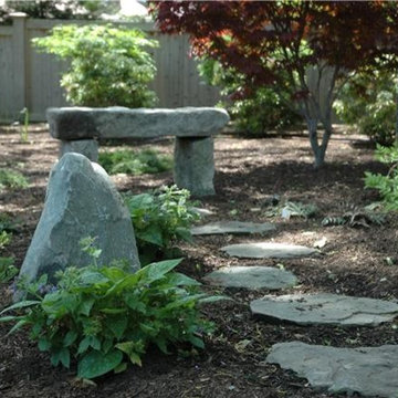 Granite Garden Bench and Steppers