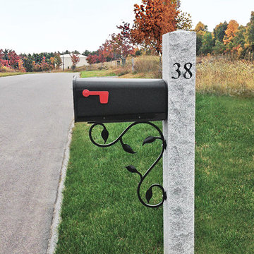 Granite Mailbox Post with Engraved House Number
