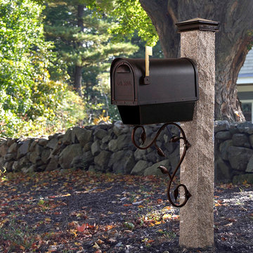 Granite Mailbox Post with Newspaper Holder