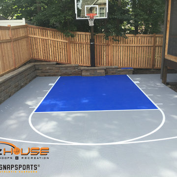 Grey and Blue Outdoor Basketball Court