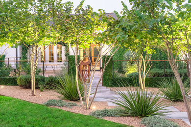 Ispirazione per un giardino formale design esposto in pieno sole di medie dimensioni e in cortile in primavera con un ingresso o sentiero e pavimentazioni in pietra naturale