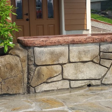 Hand carved concrete decorative rock pot and stone rock face