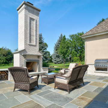 Hawthorn Woods Colonial - Entry Courtyard and Fireplace Terrace
