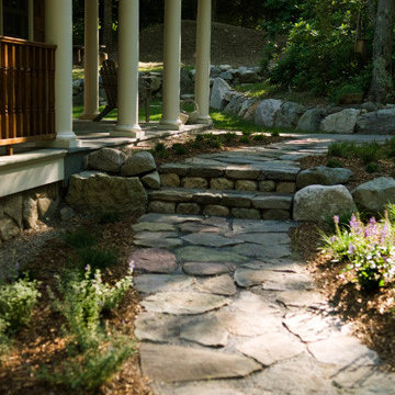 Heather garden with stone path