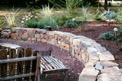 This is an example of a mid-sized backyard stone landscaping in Philadelphia.