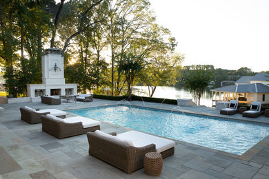 Inspiration for a large contemporary pool remodel in Dallas