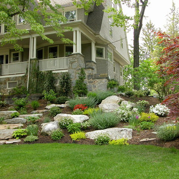 Hillside with rugged stone path: spring