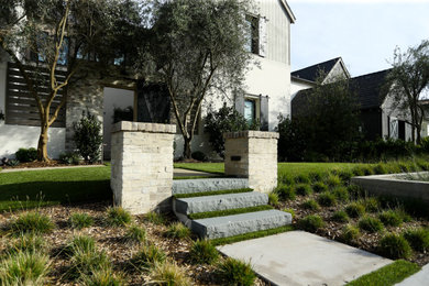 This is an example of a farmhouse landscaping in Orange County.