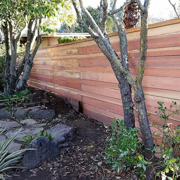 Horizontal Planking Redwood Fence