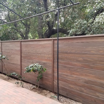 Horizontal Red Wood Fence in Pasadena