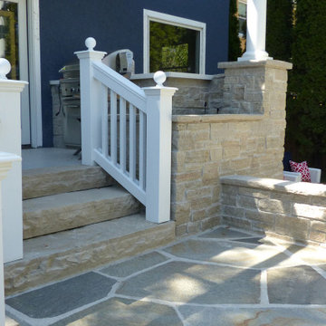 Idaho gold flagstone terrace with stone steps
