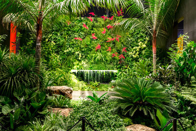 Indoor Landscape with Vertical Garden and Water Feature
