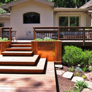 IPE DECKING WITH BUILT IN COPPER FRONT PLANTERS