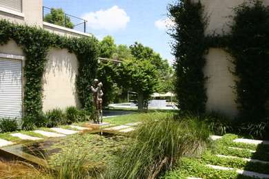 Diseño de jardín contemporáneo con fuente