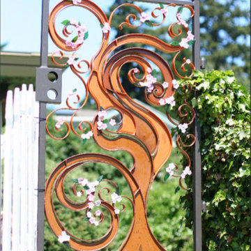Japanese cherry tree garden gate