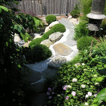 Japanese-inspired garden with koi pond