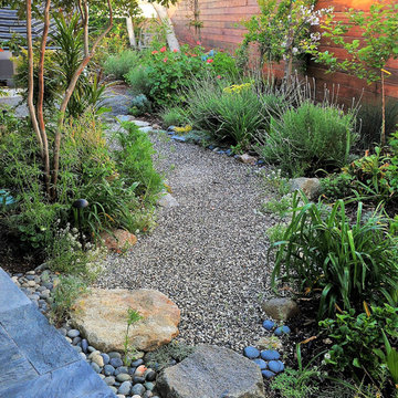 Japanese Zen Garden Backyard with Fountain and Patio