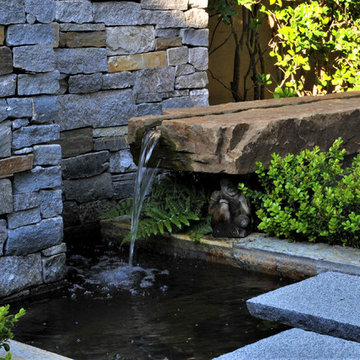 Japanese Zen Garden Backyard with Fountain and Patio
