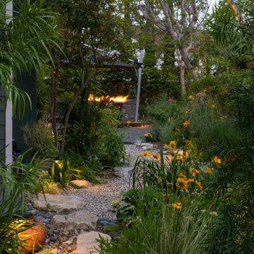 Japanese Zen Garden Backyard with Fountain and Patio