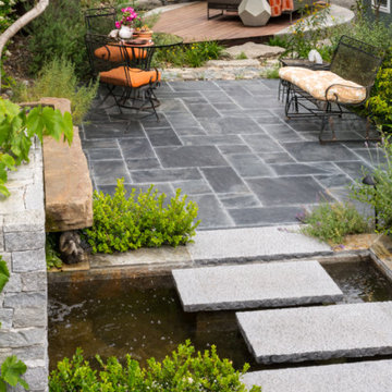 Japanese Zen Garden Backyard with Fountain and Patio