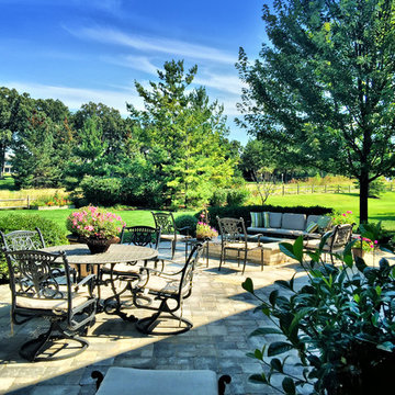Lake Forest Country - Outdoor Living Room - Brick Terrace and Firepit