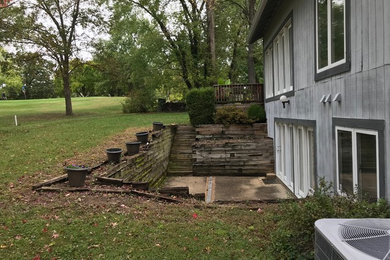 Lake St. louis Country Club: Wooden retaining wall renovation. New Anchor walls