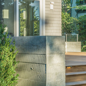 Landscape Design, Board Formed Concrete Wall, Cambridge, MA