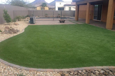 This is an example of a partial sun backyard stone landscaping in Phoenix.